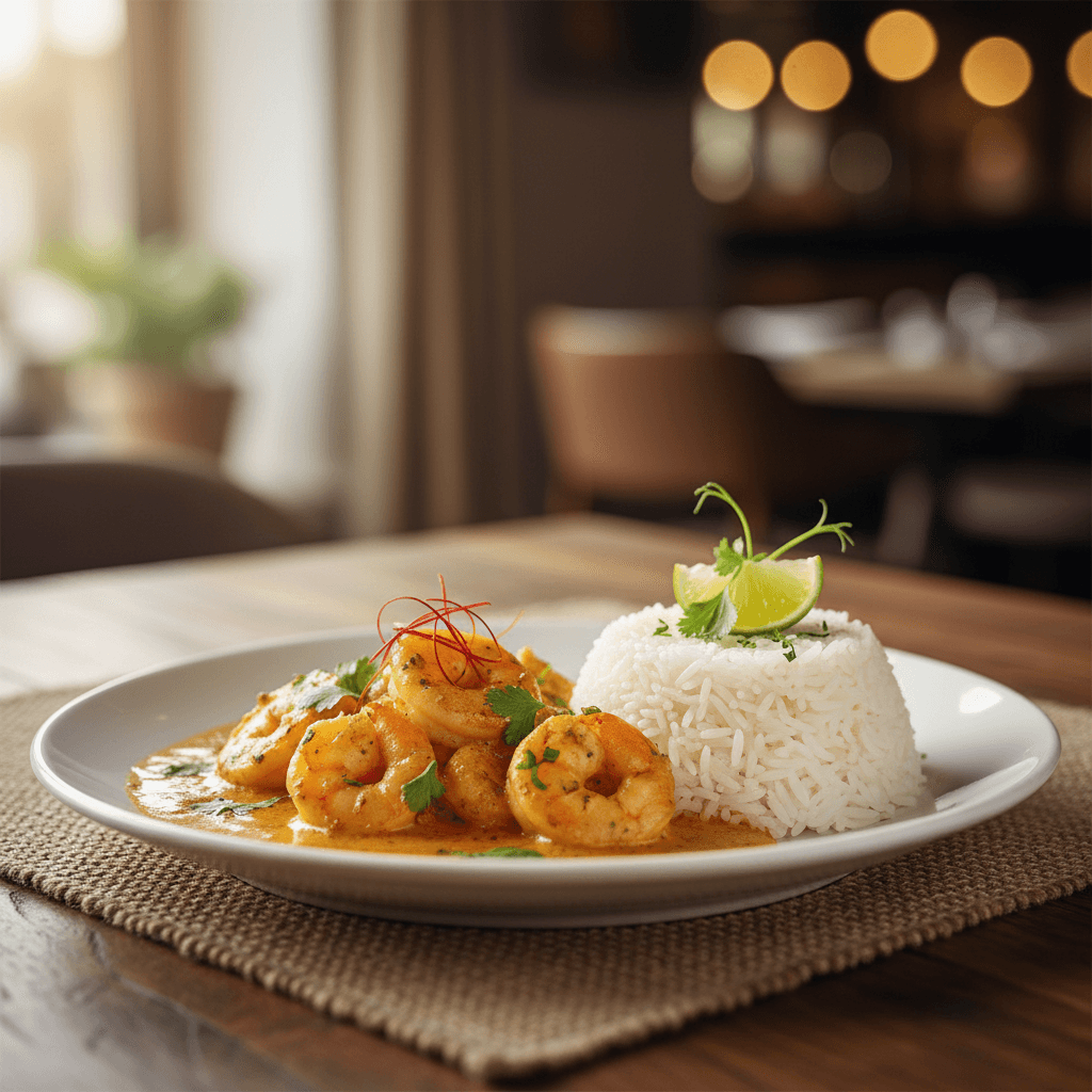 Curry de crevettes et riz