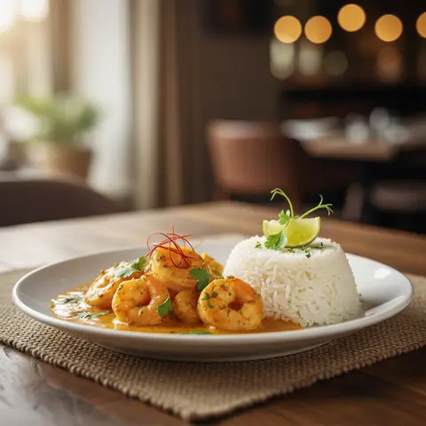 Curry de crevettes et riz
