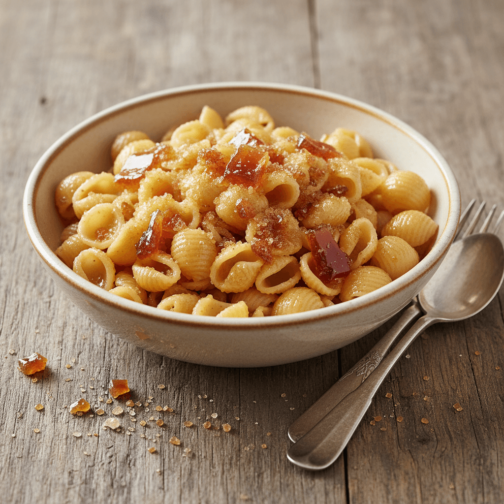 Shell Pasta with Butter and Caramelized Sugar