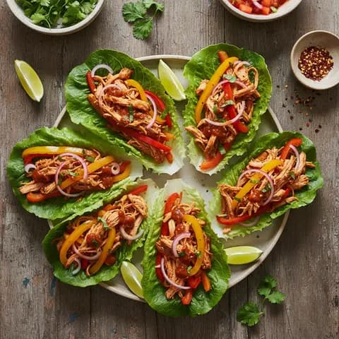 Tacos de laitue au poulet chipotle et poivrons