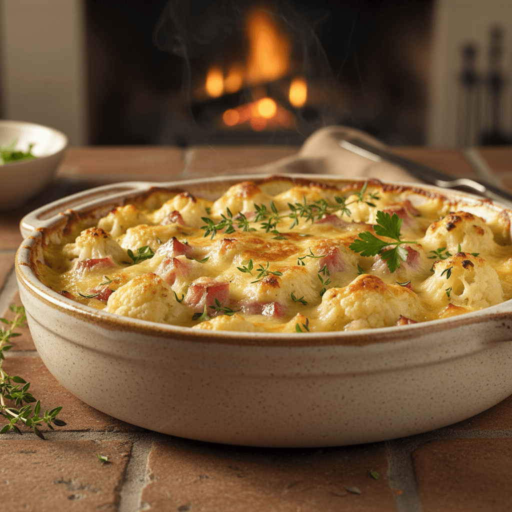 Gratin de Chou-fleur et Jambon