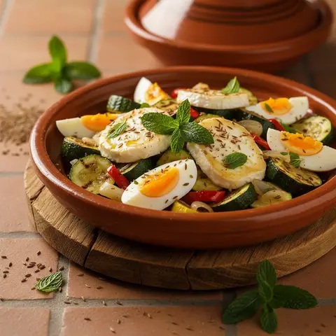 Salade marocaine aux œufs et fromage de chèvre