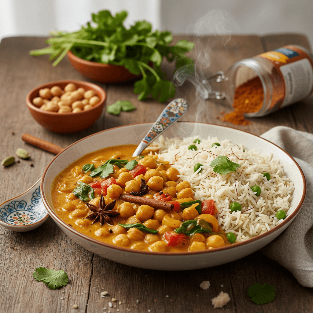 Chickpea Curry with Pilaf Rice