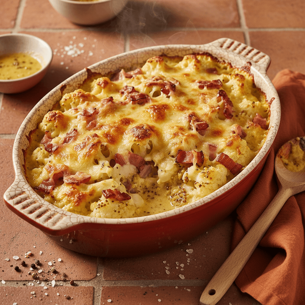 Gratin Chou-Fleur Bacon Crème Moutarde
