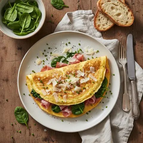 Omelette Jambon, Épinards et Parmesan