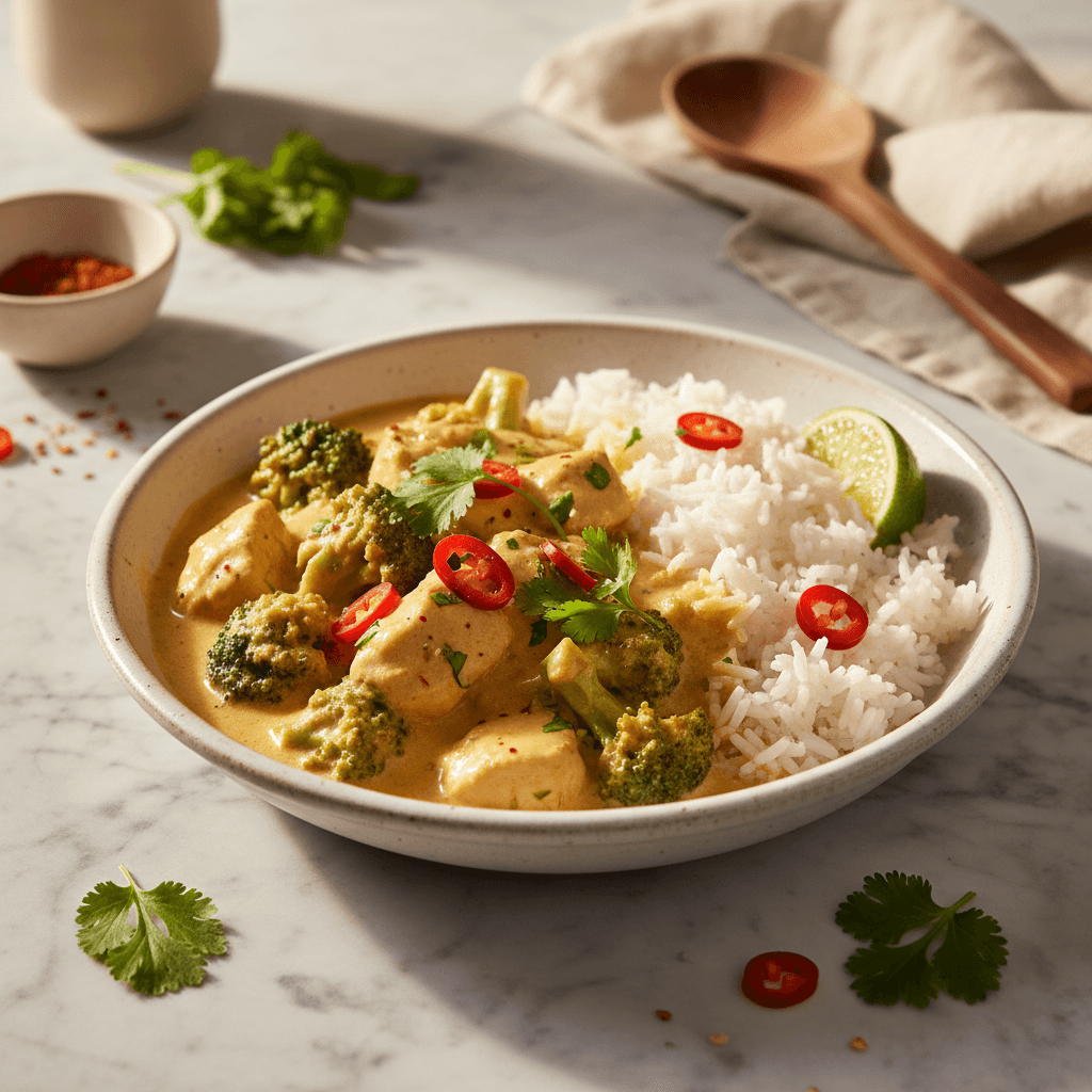 Curry de Brocoli et Poulet au Lait de Coco