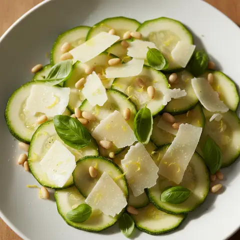 Carpaccio courgette & parmesan citron basilic