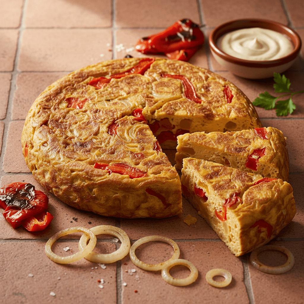 Tortilla espagnole aux poivrons et oignons