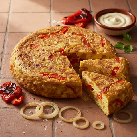 Tortilla espagnole aux poivrons et oignons