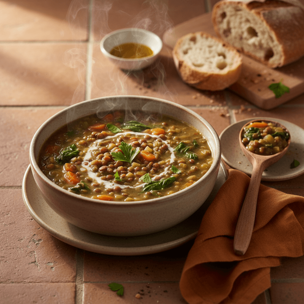 Soupe aux Lentilles et Épinards