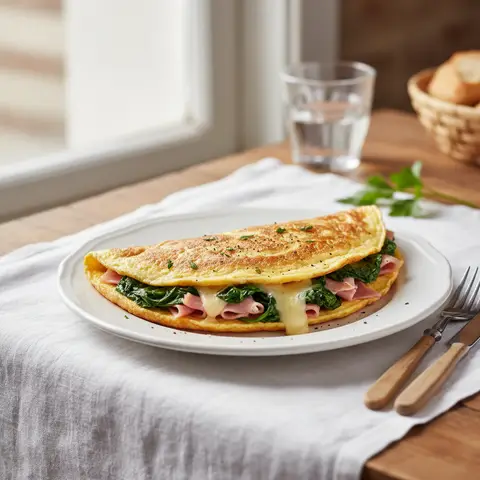 Omelette Jambon-Épinards-Fromage