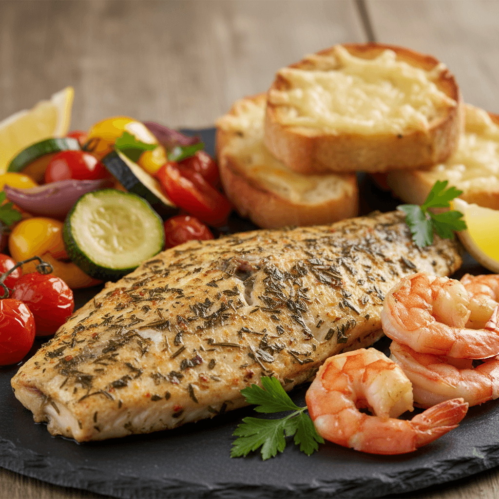 Poisson Rôti aux Herbes et Légumes