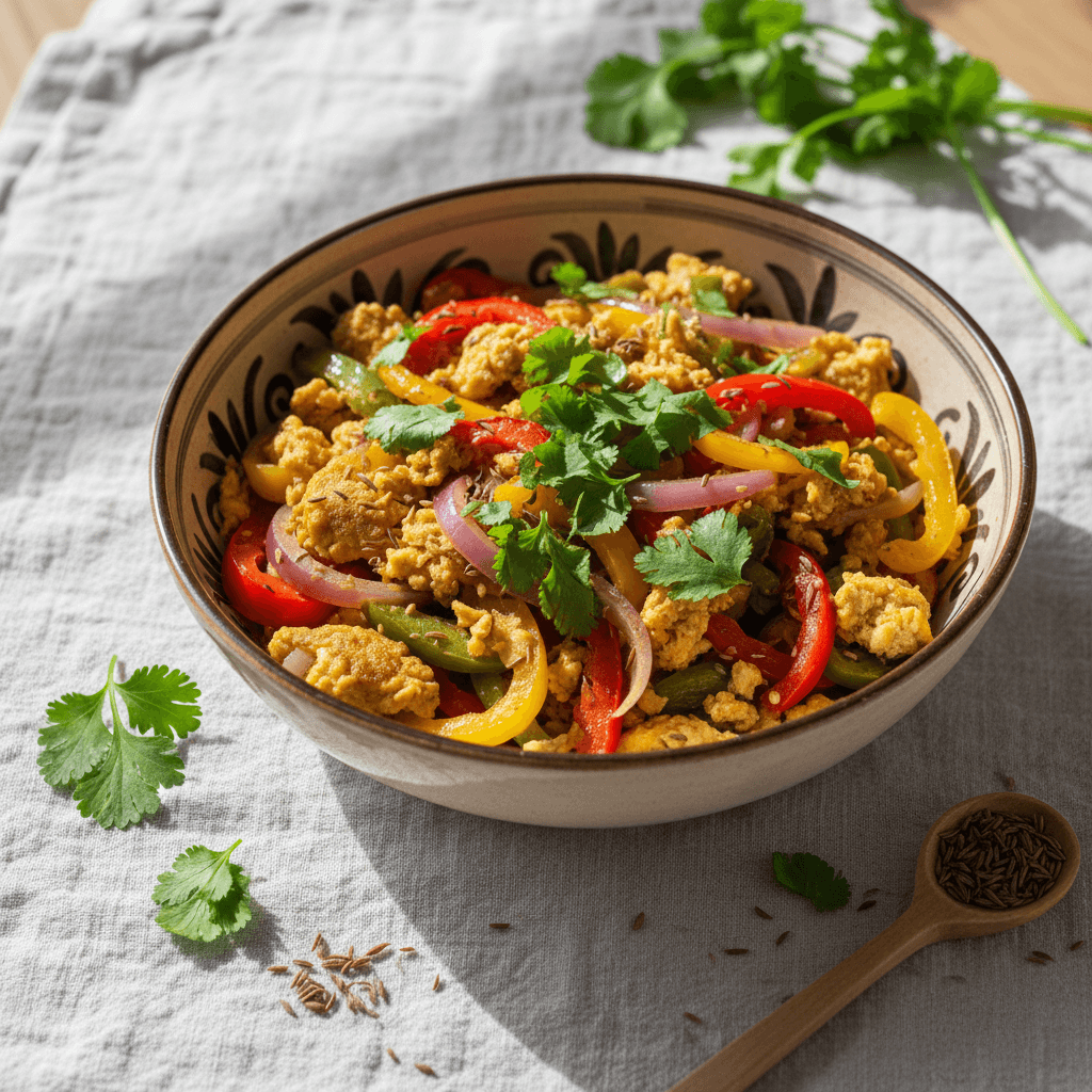 Omelette au wok façon mexicaine aux poivrons