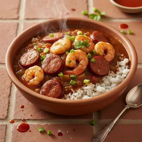 Gumbo aux Crevettes et Saucisse