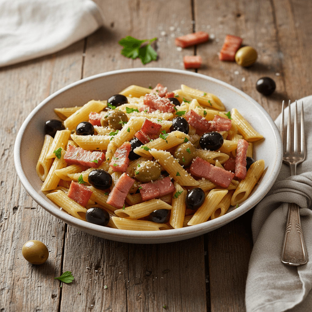 Pâtes aux Olives et Jambon