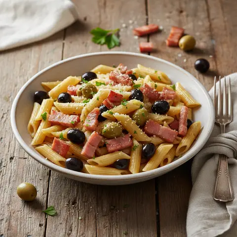 Pâtes aux Olives et Jambon