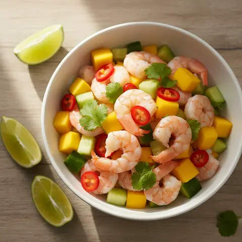 Ceviche crevettes & mangue au citron vert piment