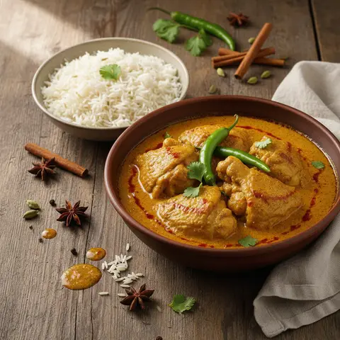 Curry Indien aux Cuisses de Poulet et Riz