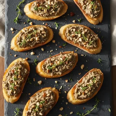 Crème champignons & noisettes thym sur toast