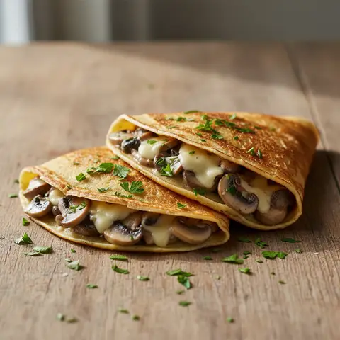 Crêpes salées champignons & comté au persil