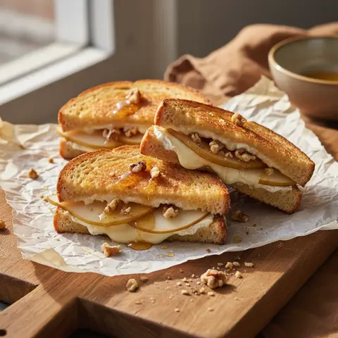 Croque brie & poire noix au four