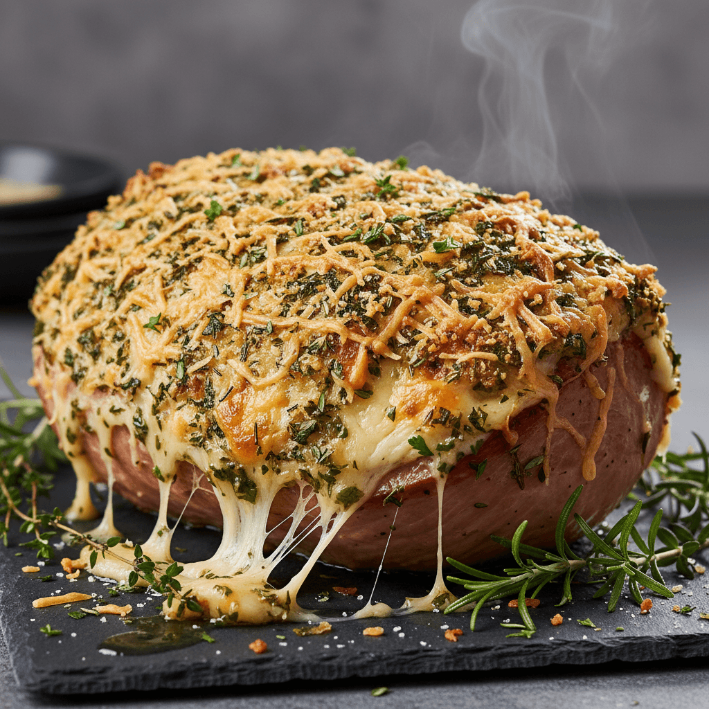 Jambon-fromage rôti croustillant aux herbes