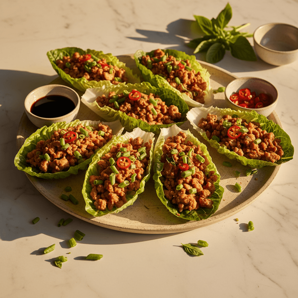 Lettuce cups de poulet thaï au basilic