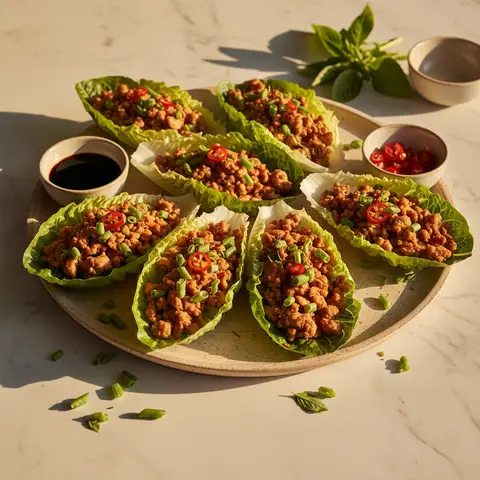 Lettuce cups de poulet thaï au basilic