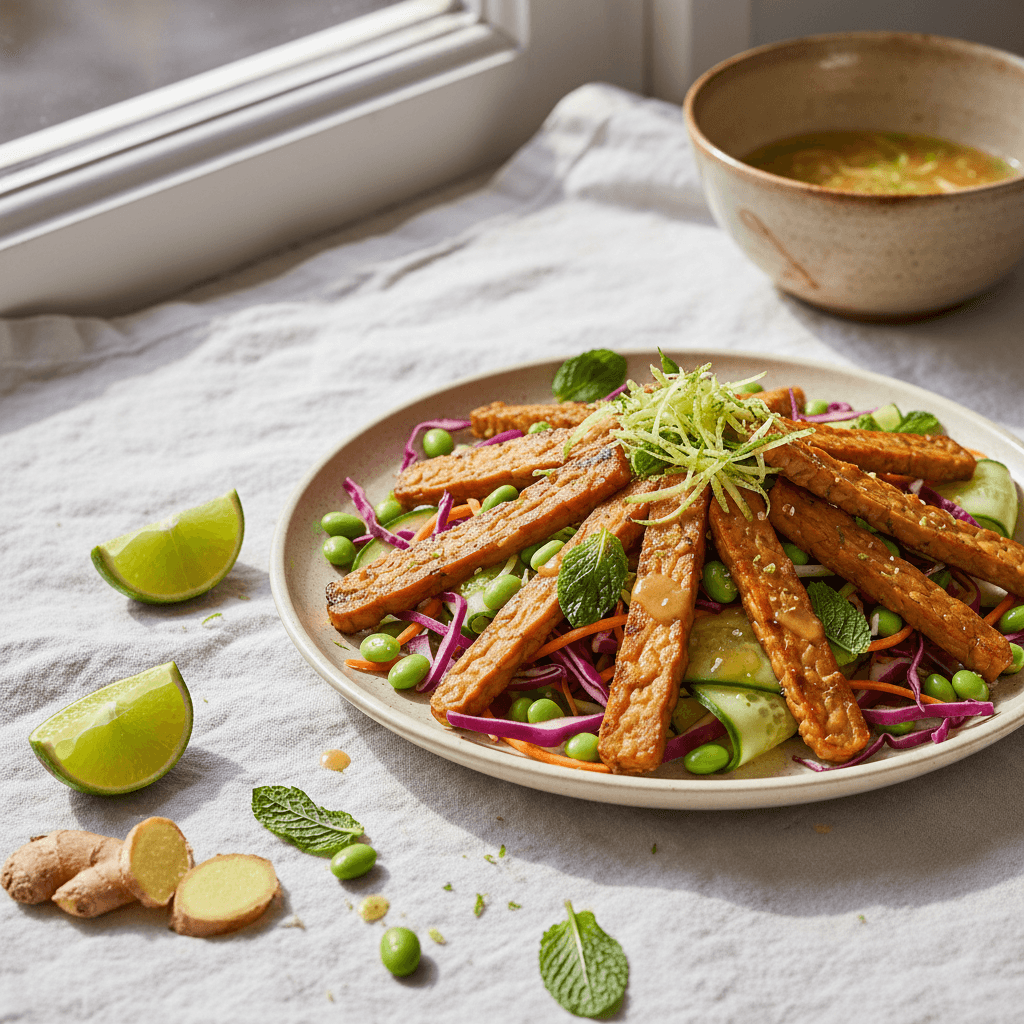 Salade thaïe de tempeh grillé aux edamames