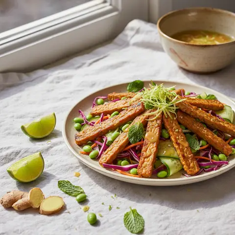 Salade thaïe de tempeh grillé aux edamames