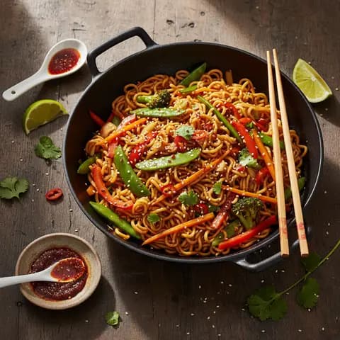 Wok de Nouilles Thaï aux Légumes