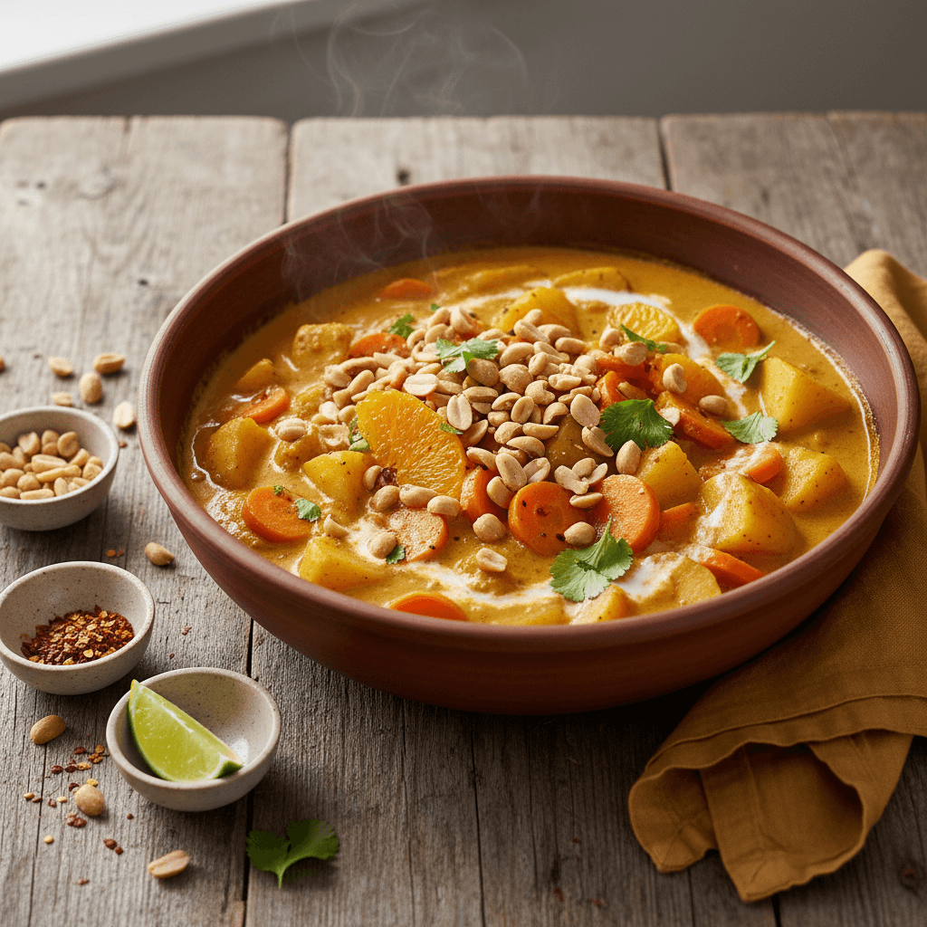 Curry of Potatoes, Carrots, and Orange with Peanuts