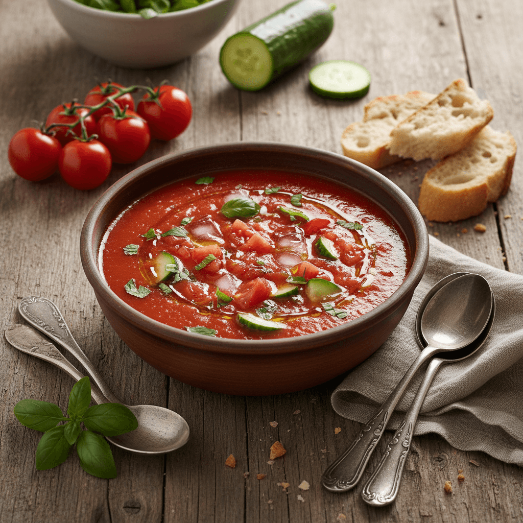 Kalte Tomaten-Gurken-Suppe