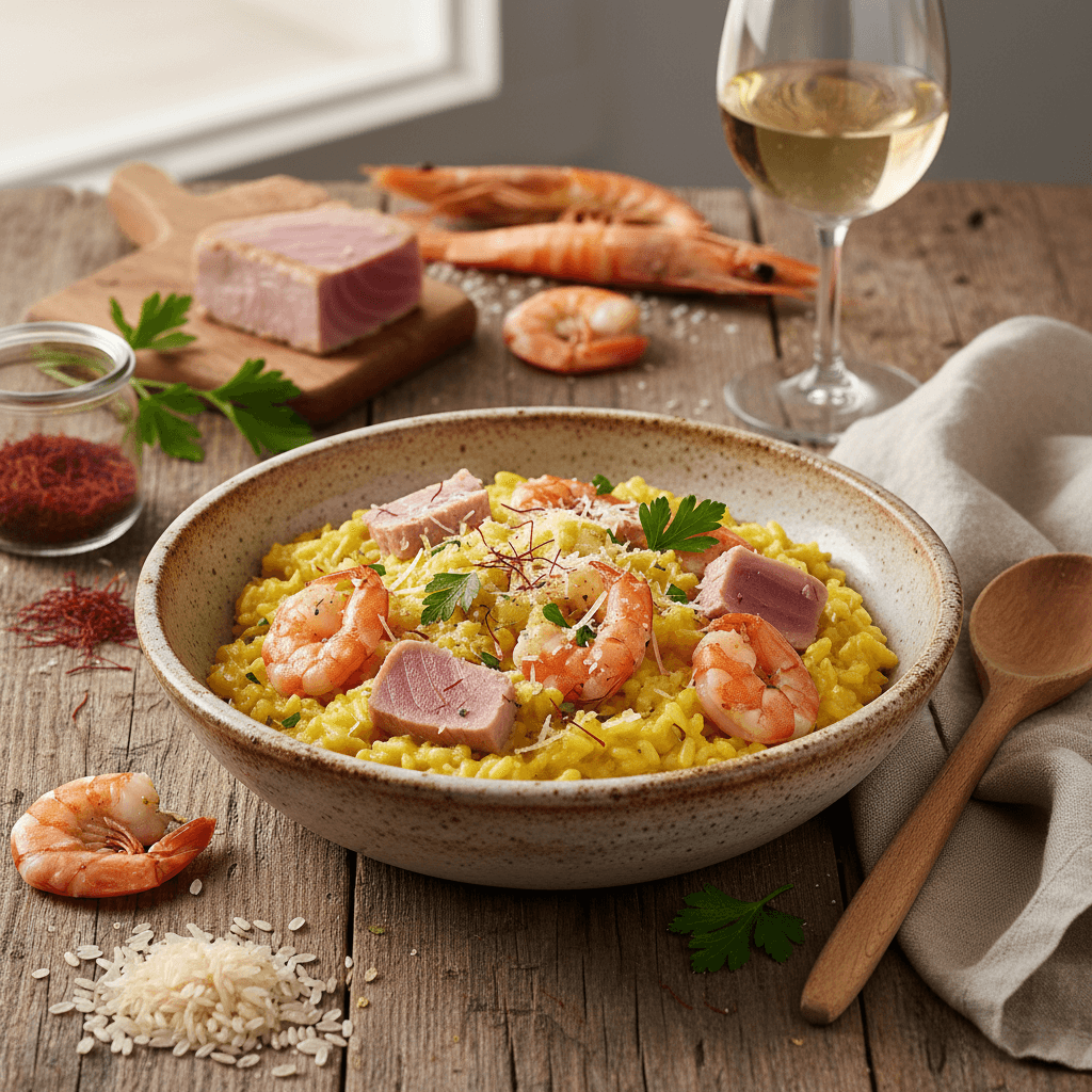 Risotto mit Meeresfrüchten und Safran