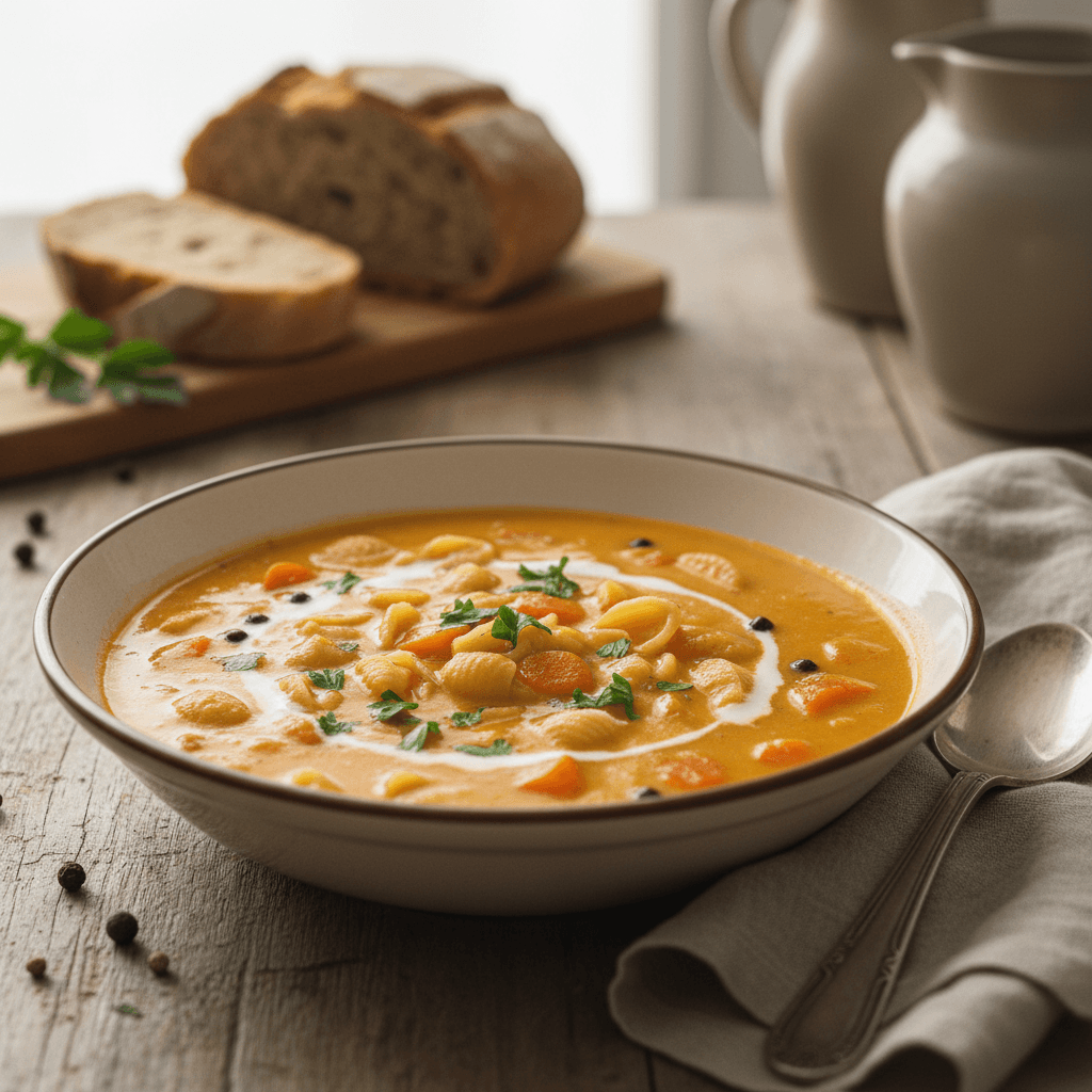 Karotten- und Nudelsuppe