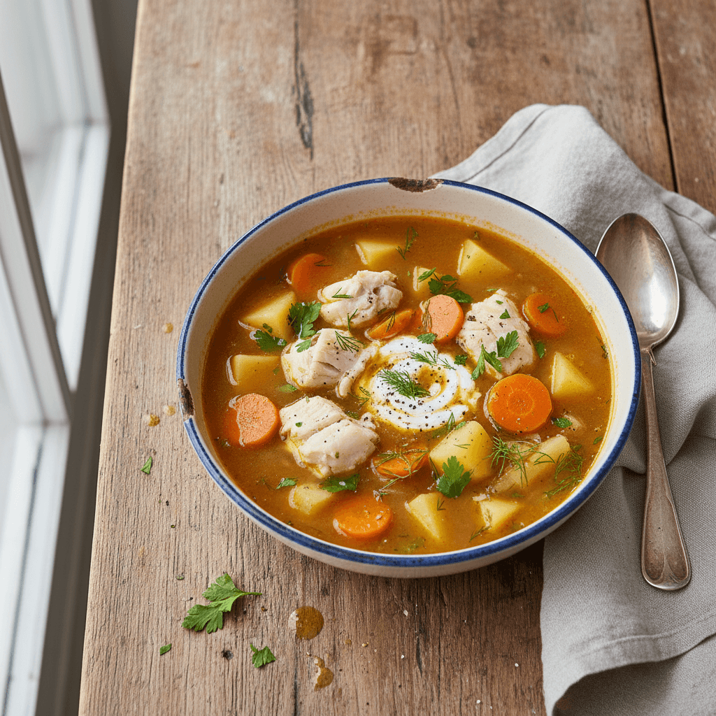 Soupe de légumes avec poisson