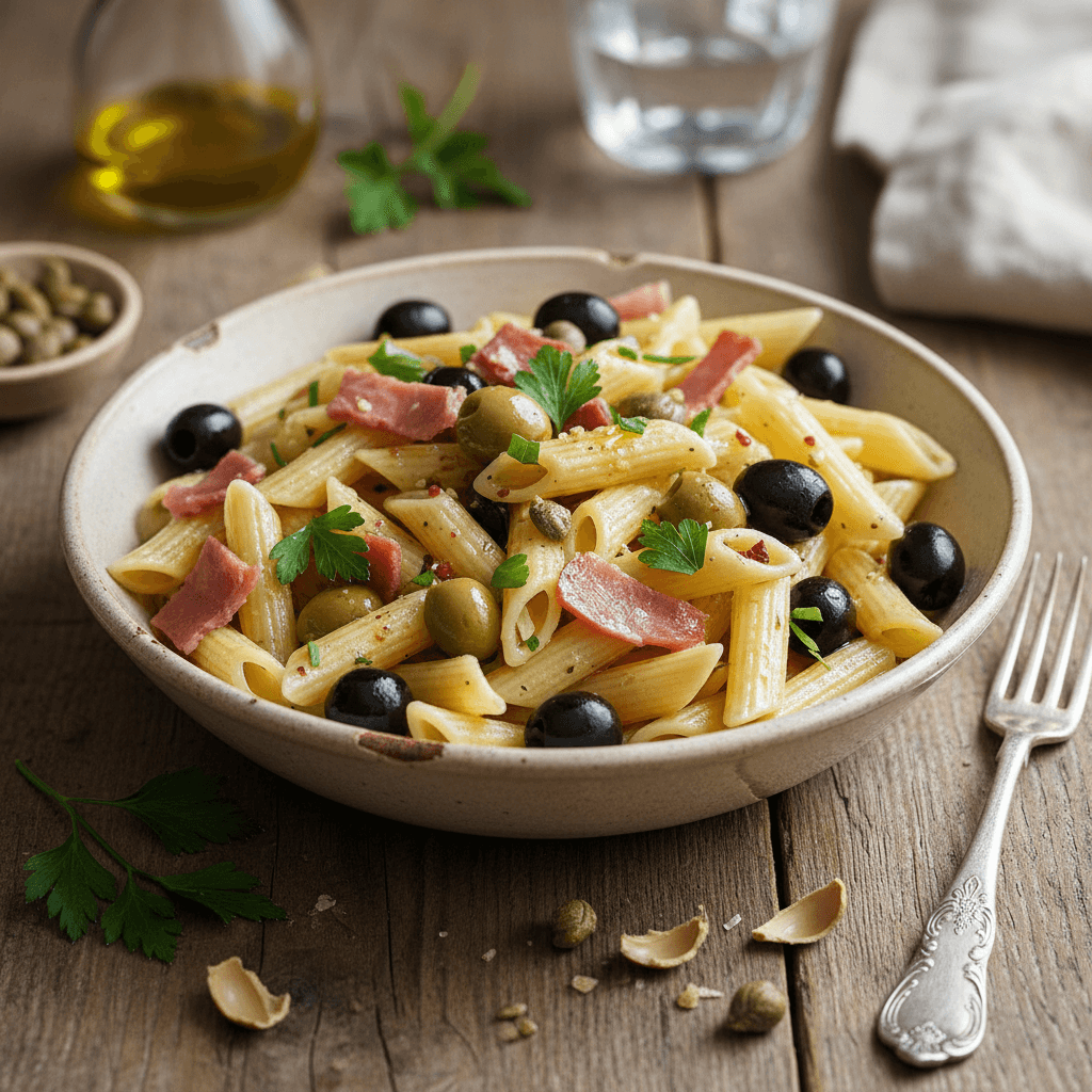 Pasta with Olives and Ham
