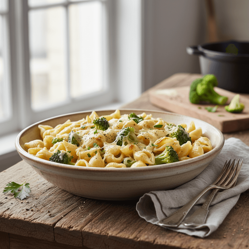 Nudeln mit Gruyère und Brokkoli