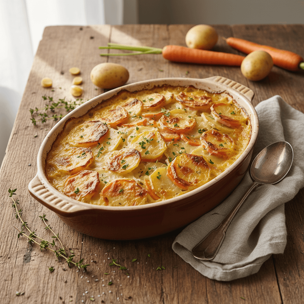 Simplified Potato and Carrot Gratin