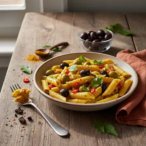 Penne aux Olives et Curry