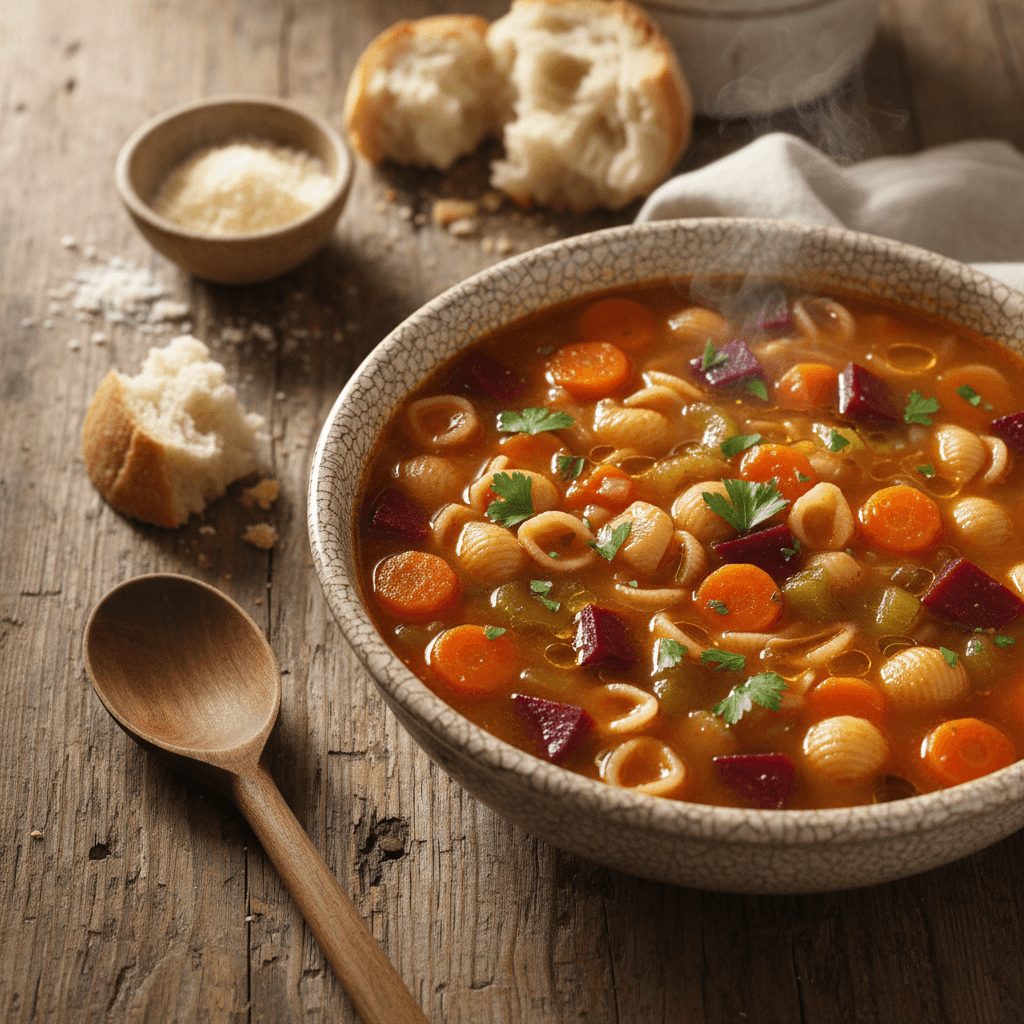 Selbstgemachte Minestrone-Suppe