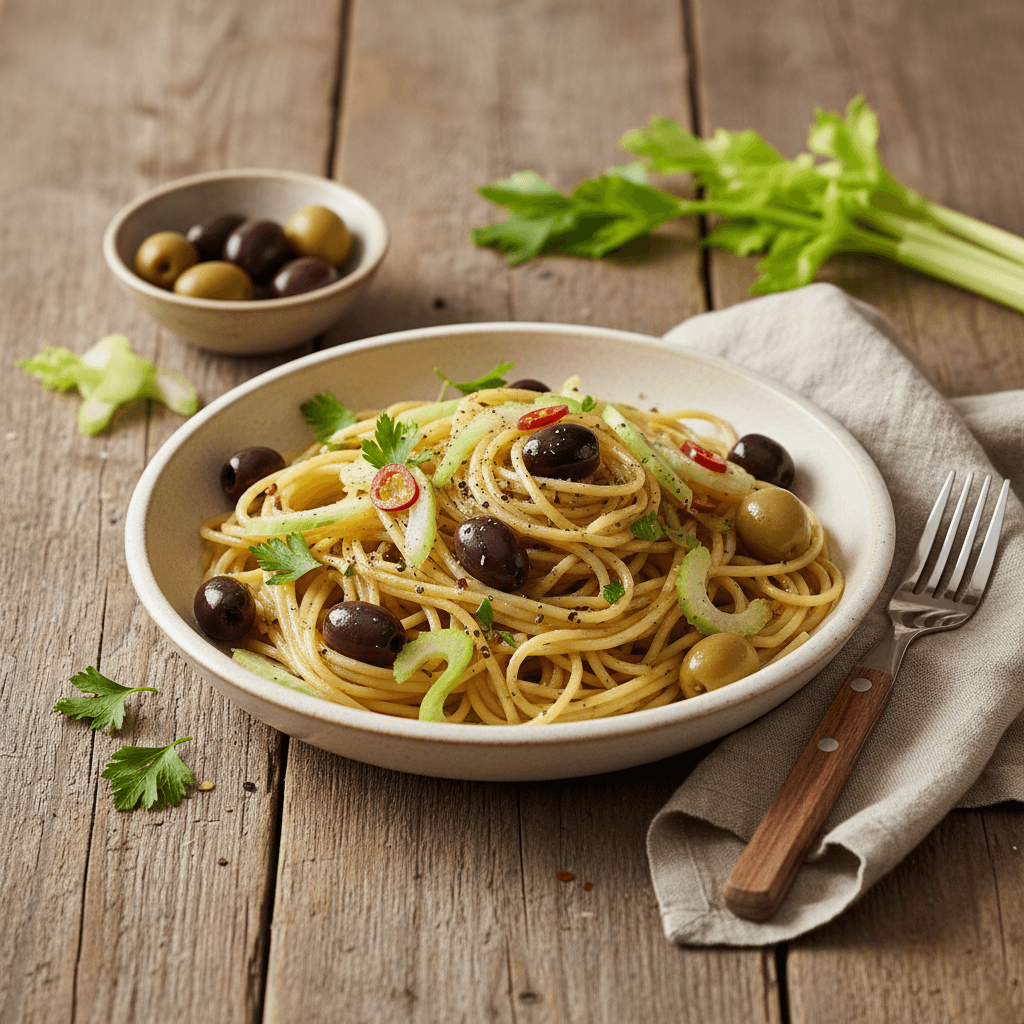Pasta with Olives and Celery