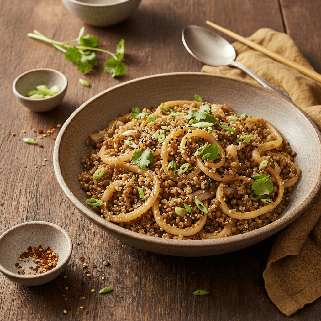 Asian-Style Fennel, Quinoa and Lentil Stir-Fry