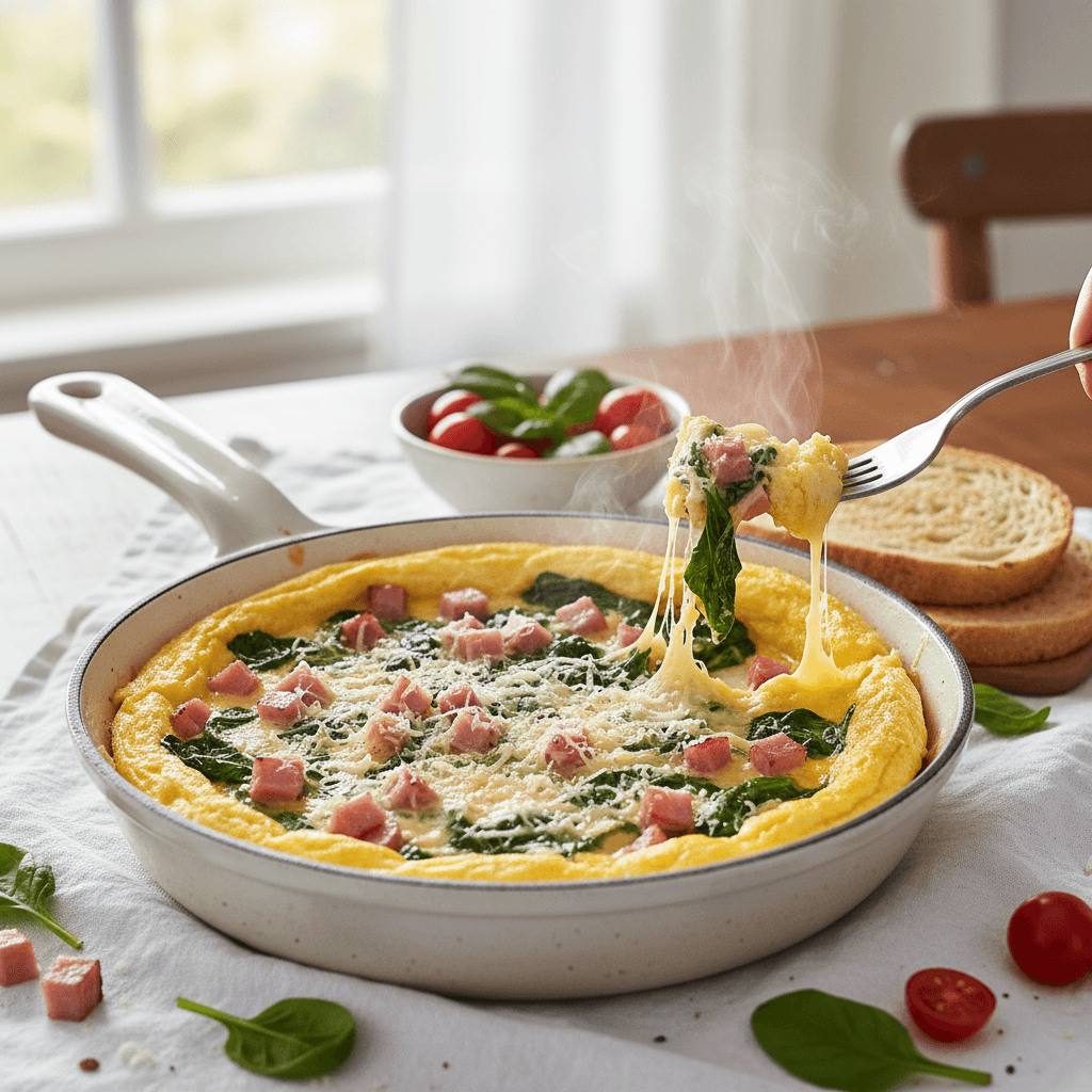 Omelette Jambon-Épinards-Fromage