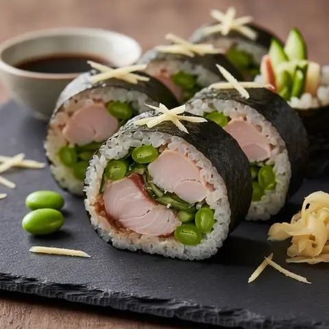 Wrap nori à la dorade, edamame et gingembre