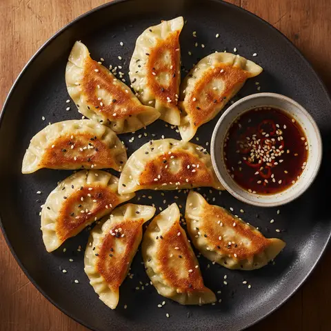 Dumplings poireau & ricotta sauce sésame piment