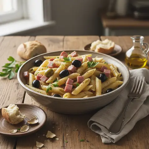 Pâtes aux Olives et Jambon