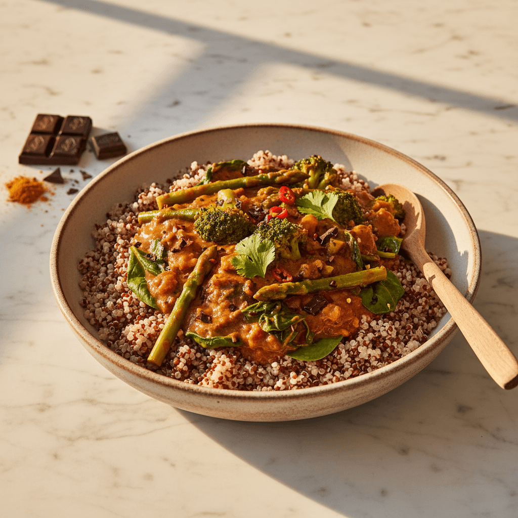 Curry de Légumes au Chocolat et Quinoa