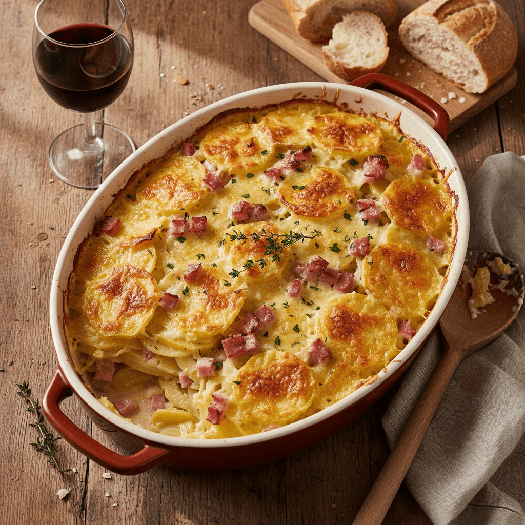 Gratin de pommes de terre et jambon
