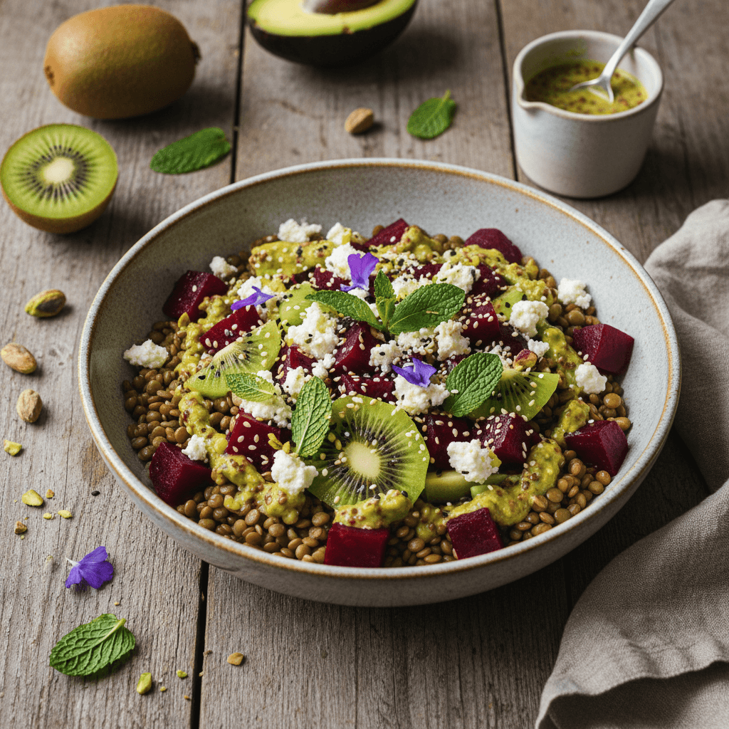 Asian Bowl with Lentils, Beets, and Kiwis